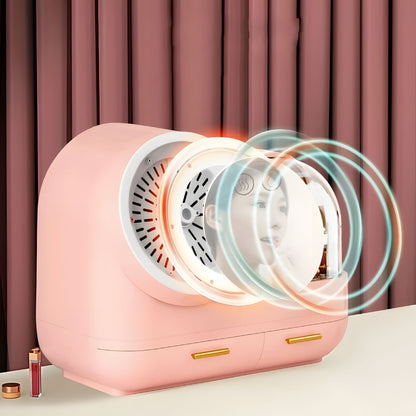 Boîte de Rangement Cosmétique avec Miroir et Ventilateur LED